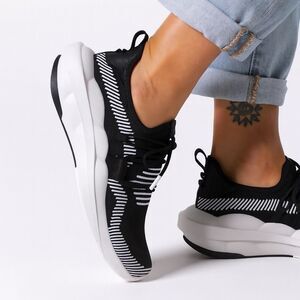 Sorel Explorer Sporty Sneakers Defy Low 10.5 Black Knit Leather